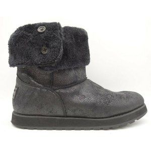 Skechers Australia Black Faux Fur Lined Pull On Button Boots Women's 11